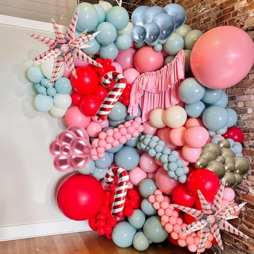 Christmas Balloon Garland Arch Kit, 121PCS Red Blue Pink Latex Balloons with Candy Cane Star Mylar Foil Balloon Set for Girls Xmas Birthday Winter Wonderland Baby Shower New Year Party Decorations - Image 7
