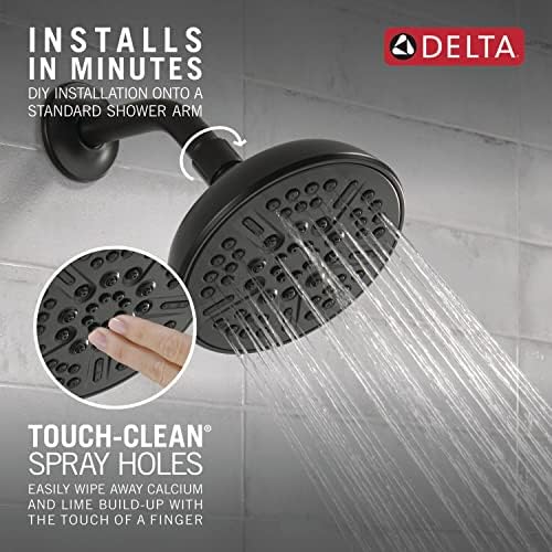 Delta Faucet 8-Spray Touch-Clean Matte Black Shower Head, Delta Shower Heads, Showerhead, Shower Head Black, 1.75 GPM Water Flow, Matte Black 75898CBL - Image 4