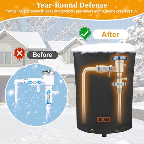 RICHIE Backflow Preventer Cover (5°F) Heavy-Duty 5-Layer Insulated Enclosure, Freeze & All-Weather Protection for Outdoor Pipe, Irrigation Sprinkler Valve, Well Water Pump & PVB, 16" Wx20 H Black - Image 4