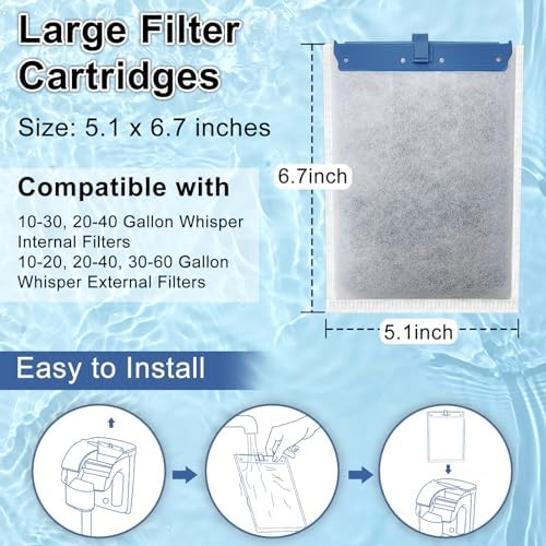 6 Pack Filter Cartridge Compatible with Whisper Bio-Bag Filters, Large Aquarium Filter Cartridges Compatible Replacement with Whisper Filters 20i,40i/IQ20,30,45,60/PF20,30,40,60 and ReptoFilter - Image 2