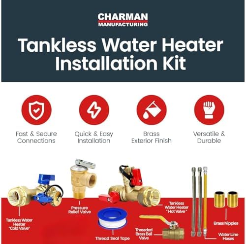 CMI Inc - 3/4 Inch Tankless Water Heater Installation Kit – With Isolation Valves, Pressure Relief Valves, Ball Valve, and Inline Flush Parts – Cold & Hot Water Plumbing Repair Kit – Female to Female - Image 2