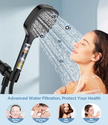 MakeFit Filtered Shower Head with Handheld, 7 Modes High Pressure Handheld Showerhead with Filters, Detachable Shower Heads Water Softener Filters Beads for Hard Water - Remove Chlorine & Heavy Metals - Image 6