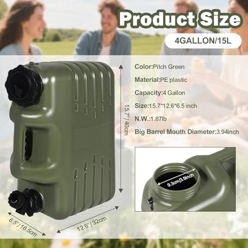 REDCAMP 4 Gallon/15L Portable Water Container with Spigot, Green - Image 6