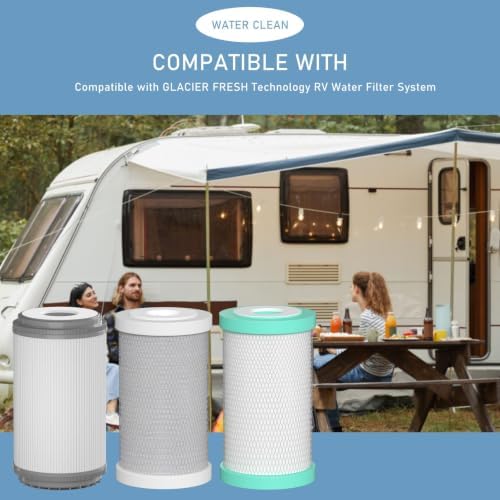 RV Water Replacemen Cartridges Compatible with GLACIER FRESH RV Water Filter System, 0.2 Micron High Flow Filter, Sediment “Longevity” and Granular Activated Carbon “Tasty”, 2 Set - Image 6