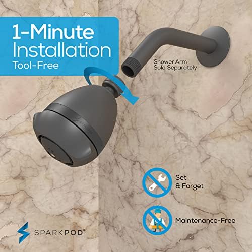 SparkPod High Pressure Shower Head, 3 Inch Fixed Showerhead, Charcoal Grey - Image 2