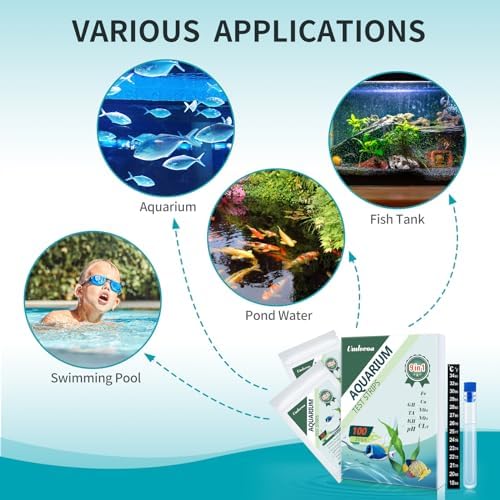 Umlecoa 9 in 1 Aquarium Test Kit for Freshwater and Saltwater - 100 Aquarium Test Strips with Test Tube & Thermometer - Fast & Accurate Water Testing Strips for Aquarium/Pond/Pool - Image 6