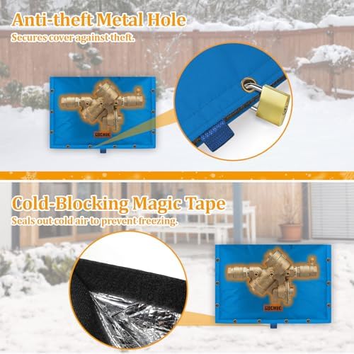 Backflow Preventer Insulated Cover (5°F) for Winter Freeze Protection, 21" W x 16" H Thickened Pressure Reducing Value & Well Pump Cover, Outdoor Waterproof Insulation Pouch for Sprinkler Valve, Blue - Image 6
