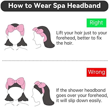 Ondder Black Spa Headband for Women and Girls - Washing Face, Bow Skincare Headbands, Makeup, Shower Hair Accessories - Image 6