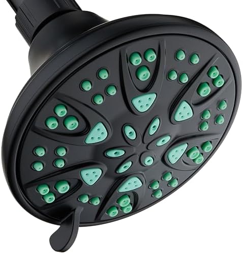 AquaDance Antimicrobial – Anti-Clog High-Pressure 6-Setting Shower Head with Microban Nozzle Protection from Growth of Mold, Mildew & Bacteria for Stronger Shower! 4" Coral Green by AquaDance