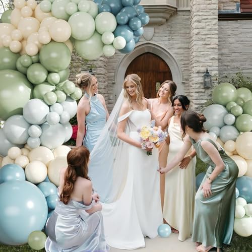 Dusty Blue Sage Green Balloon Arch Kit for Baby Shower Decorations - Image 3