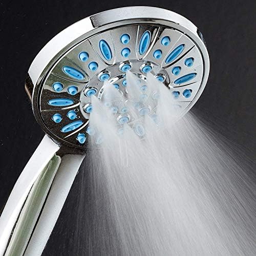AquaDance Anti-Clog High-Pressure 6-setting Hand Shower with Nozzle Protection from Growth of Grime for Stronger Shower! Aqua Blue - Image 7