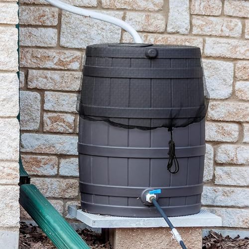 Black Rain Mesh Screen, Rainwater Barrel Debris, Filter for Rain Barrel, Rain Water Collection Bucket Netting Cover with Adjustable Drawstring for Prevents Mosquitoes Leaves Debris Rain Accessories - Image 6