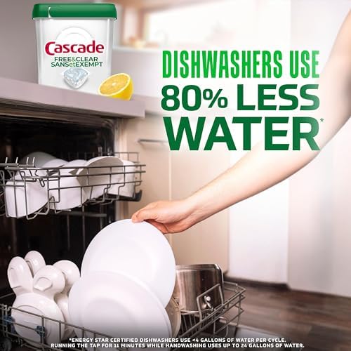 Cascade Free and Clear Dishwasher Pods, Dishwasher Detergent, Grease Fighting Power of Dawn Dish Soap, Lemon Essence, 47 Count - Image 6