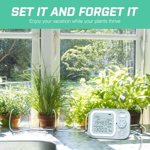 Automatic Plant Waterer Indoor Self Watering System for 15 Potted Plants, Auto Drip Irrigation Kit Programmable Water Timer with Smart Humidity Detection, Blue - Image 2