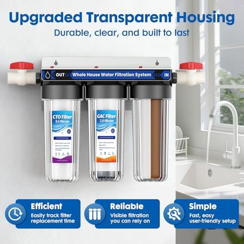 3-Stage Whole House Water Filter System with 9 Filters, 0.5 Micron - Image 4