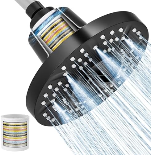 SR SUN RISE 7-Inch Filtered Shower Head with High Pressure Spray,Black by SRSUNRISE