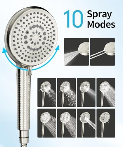 EMBATHER Filtered Handheld Showerhead, 10 Modes, 2 Filters, Brushed Nickel - Image 4