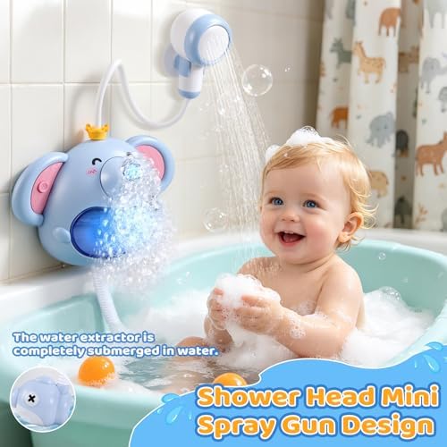 Bath Toys Light Up Baby Bath Toys for Kids Ages 1-3 4-8 Bath Bubble Machine 2 in 1 with Baby Shower Head Toddler Bath Toys with Colourful RGB Light - Image 2