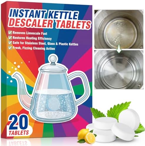 Kettle Descaler Tablet, Kettle Cleaner Remove Hard Water & Mineral Buildup, Hardwater Stains, Citric Acid for Cleaning & Descaling Water Distillers, Boilers, Limescale Remover For Kettles by Halldeli