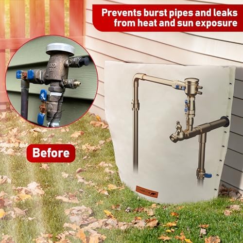 Redford Supply Co. Cold Snap (5°F) Backflow Preventer Insulation Cover, 3-Way Custom, 24"W x 24"H, Pipe Insulation, Water Sprinkler Covers for Outside, Sprinkler Backflow Cover for Winter (Beige) - Image 2