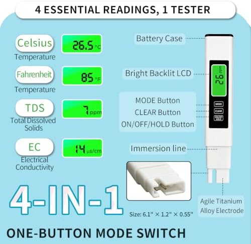 4-in-1 TDS Meter, Water Tester with TDS EC Temp(°C/°F) Readings - Image 2