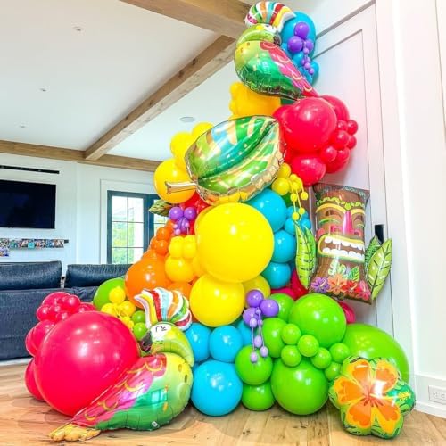 Tropical Balloon Arch Kit, 129Pcs Summer Rainbow Balloons - Image 3