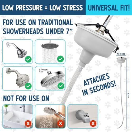 5-MinutePetBath Dog Bath Hose Attachment - Shower Head Accessory for Dog Washing - Low Stress Pet Shower - Portable Wash Station for Grooming, Rinse & Cleaning - Attachable Bathing Essential - Blue - Image 2