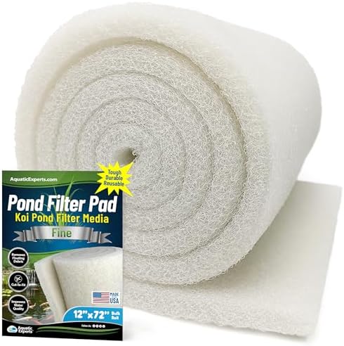 Classic Koi Pond Filter Pad FINE - White Bulk Roll Pond Filter Media, Ultra-Durable Pond Filters for Outdoor Ponds, Reusable Fish Pond Filter Material, USA, Aquatic Experts (3/4" - 1" x 12" x 72") by AquaticExperts