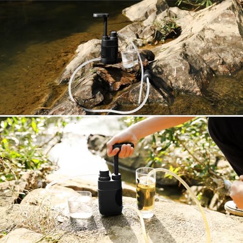 Purewell Water Hand Purifier Pump with Replaceable Carbon 0.01 Micron Water, Stages, Portable Outdoor Emergency and Survival Gear - Camping, Hiking, Backpacking(Black) - Image 5