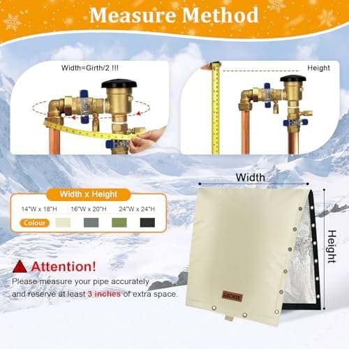 RICHIE 2-Way Opening Backflow Preventer Cover (5°F) Heavy-Duty 5-Layer Insulated Enclosure, All-Weather Protection for Outdoor Pipe, Irrigation Sprinkler Valve, Well Water Pump& PVB, 14" Wx18 H Beige - Image 2