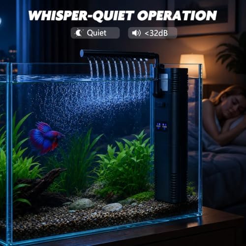 TARARIUM Small Aquarium Filter U-V for 10-30 Gallon Tank,118GPH Fish Tank Filters for Betta Fish Tank Green Clean Machine, Internal Pump Filter for Turtle Tank Saltwater Freshwater Crystal Clear - Image 6
