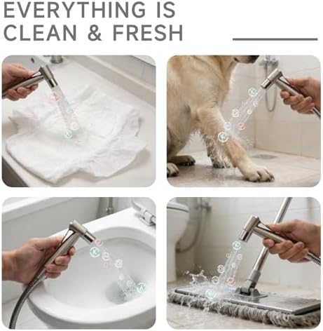 Handheld Bidet Sprayer for Toilet with Filter, Adjustable Water Pressure Stainless Steel Jet Spray for Toilet, Filtered Fresh Water for Feminine Wash and Cloth Diaper Rinsing - Image 6