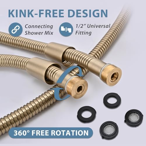 59 Inches 304 Stainless Steel Shower Hose Extra Long Gold - Image 2