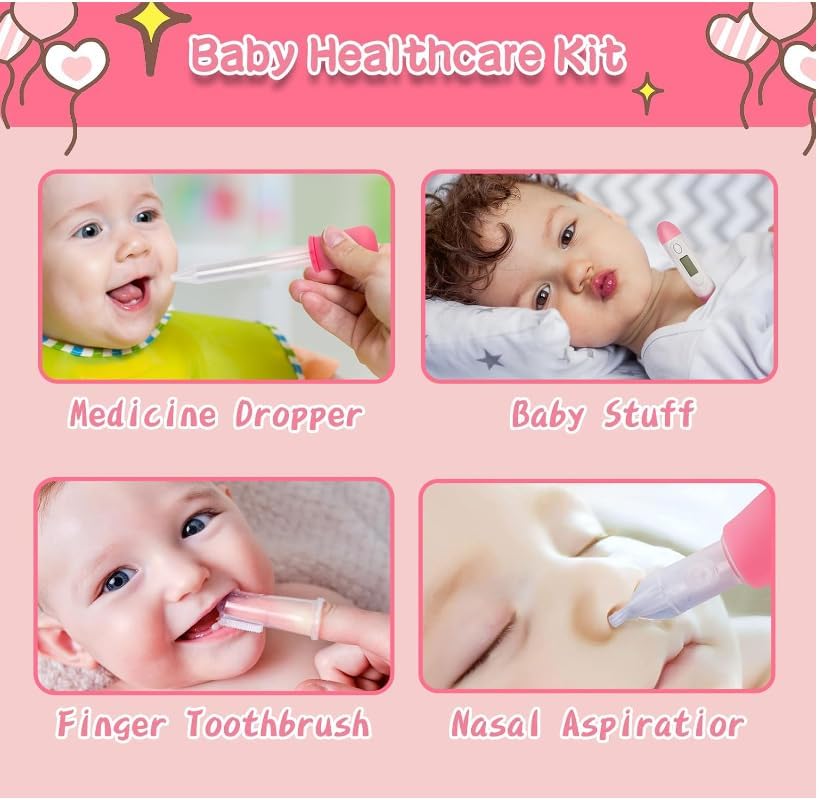 Baby Healthcare and Grooming Kit,22 in 1 Baby Electric Nail Trimmer Set, Baby Grooming Kit,Newborn Nursery Health Care Set,Infant Comb,for Newborn Infant Toddler Kids (Pink) - Image 3