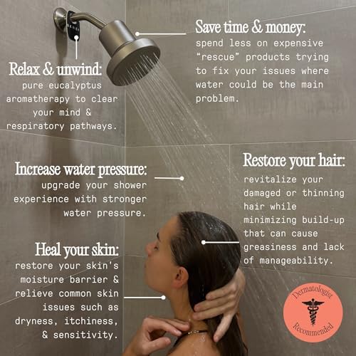 Lab Tested Filtered Shower Head | Best Shower Head with Filters for Chlorine & Hard Water | High Pressure Shower Filter for Healthy Skin & Hair | Soothes Dry or Irritated Skin & Hair (Brushed Nickel) - Image 3