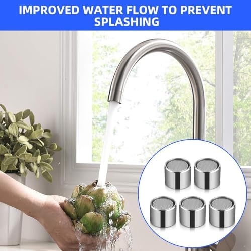 5 Pcs Faucet Aerators Female, Filter Kitchen Faucet Aerator with Brass Shell, Kitchen Sink Aerator Replacement Parts, Bathroom Sink Aerators for Kitchens Bathroom Silver - Image 6