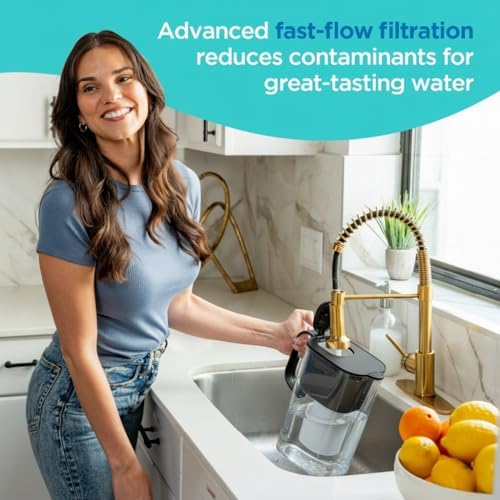 HOMEWATER 10-Cup Pitcher Filter (Black) – BPA-Free, High-Capacity 2.4L Pitcher with Fast-Flow Carbon Filter, Wide Mouth for Easy Pouring, Removable Filter Replacement, Locking Lid, and Dishwasher-Safe - Image 5