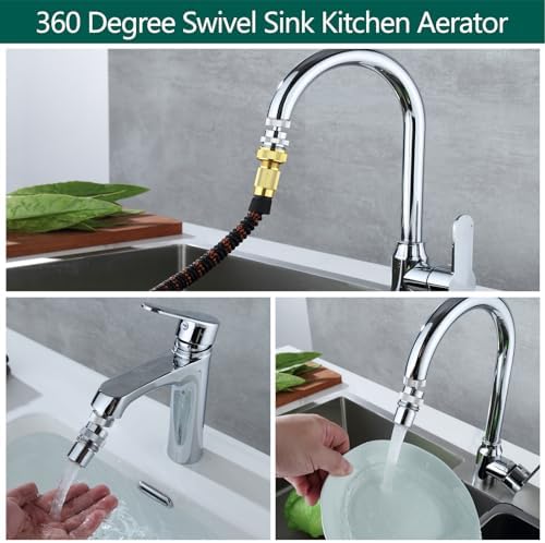 Sink Faucet Adapter Kit Swivel Aerator Adapter to Connect Garden Hose,Multi-Thread Garden Hose Adapter for Bathroom/Kitchen,3/4" GHT thread，1 pcs - Image 2