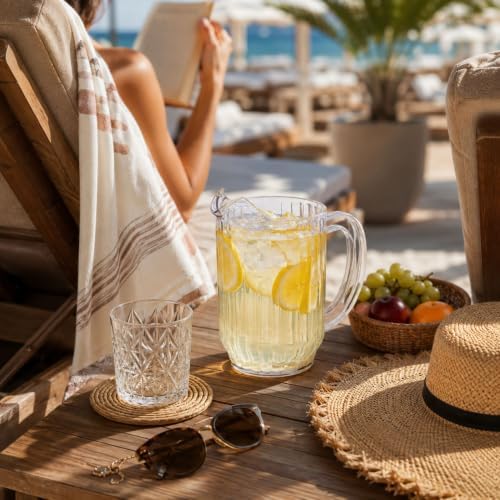 Restaurantware 32 oz Clear Plastic Water Pitcher, Contoured Lip, 1 Count - Image 3