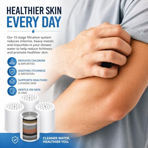 Casaheal 15 Stage Shower Filter Replacement Cartridge 4 Pack for Hard Water - Image 3