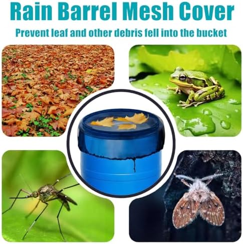 4 Pcs Rain Barrel Mesh Cover, 31.5 inch Water Collection Bucket Net with Adjustable Drawstring, Filter Screen for Outdoor Garden Rain Barrel Accessories, Prevent Fallen Leaves From Entering The Bucket - Image 2