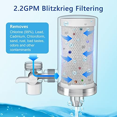 Faucet Water Filter, 1200-Gallons Water Faucet Filtration System, 304 Stainless Steel Tap Water Filter with with Dual 360-degree Swivels, Remove Chlorine, Lead, Odors, Bad Tastes and More - Image 2