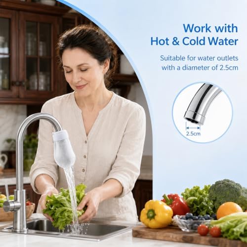 50 Pack High Density Faucet Filter, Splash Proof Cotton Pouch Kit,Tap Cartridge with Sediment Barrier,Fine Fiber Mesh Purifier,Water Clean Guard with Compact Style,Universal Anti-Splash Water Filter - Image 4
