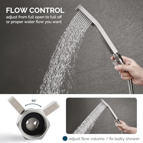 Angle Simple Shower Valve Brushed Nickel, Flow Adjuster Restrictor Shut Off - Image 4