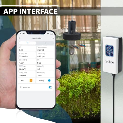 Smart Water Quality Tester Wireless WiFi Multi-Parameter Water Quality Meter for pH/ORP/TDS/EC/Salinity/SG/Temp Monitoring Real-Time Alerts with App Connection for Aquarium, Saltwater Nano Fish Tank - Image 4