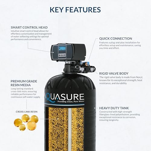 Aquasure Harmony Series 50,000 Grains Whole House Water Softener with High Performance Automatic Digital Metered Control Head with Pre-Filter - Image 4