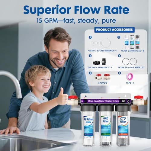 3-Stage Whole House Water Filter System, 0.5 Micron Filtration - Image 4