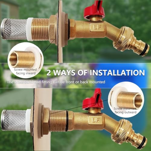 Solid Brass Rain Barrel Spigot Kit with Bulkhead Fitting & Valve - Image 3
