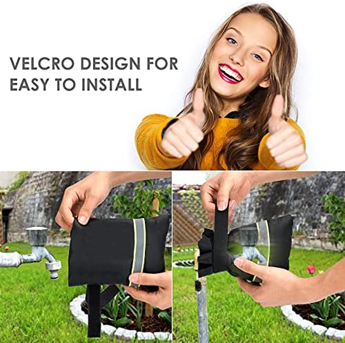 Velcro Thickened Anti-Freeze Outdoor Faucet Socks - Reusable Hose Bib Covers with Reflective Strips for Winter Freeze Protection, Cold Weather - Image 4