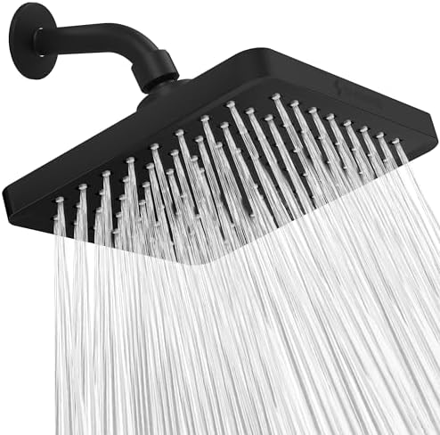 SparkPod Rain Shower Head, 8 Inch Square, Midnight Black Matte Finish by SparkPod